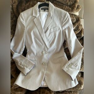 Express Women's Light Gray Taupe Pinstripe Blazer